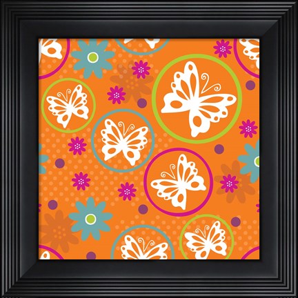 Framed Butterflies and Blooms Lively V Print