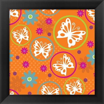 Framed Butterflies and Blooms Lively V Print