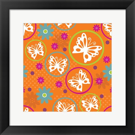 Framed Butterflies and Blooms Lively V Print