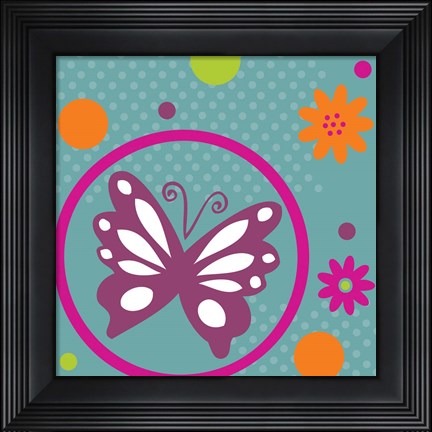 Framed Butterflies and Blooms Lively VII Print