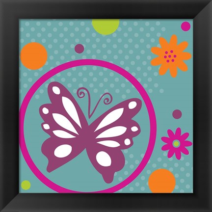 Framed Butterflies and Blooms Lively VII Print