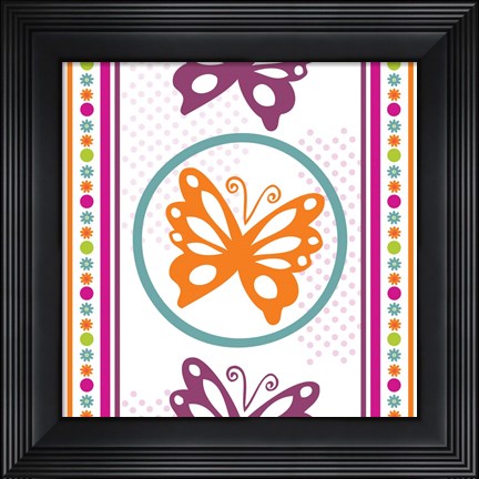 Framed Butterflies and Blooms Lively IX Print