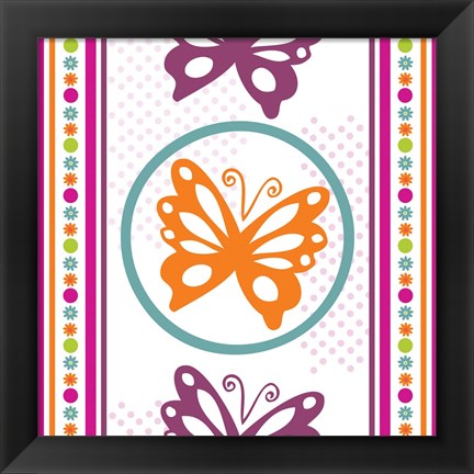 Framed Butterflies and Blooms Lively IX Print