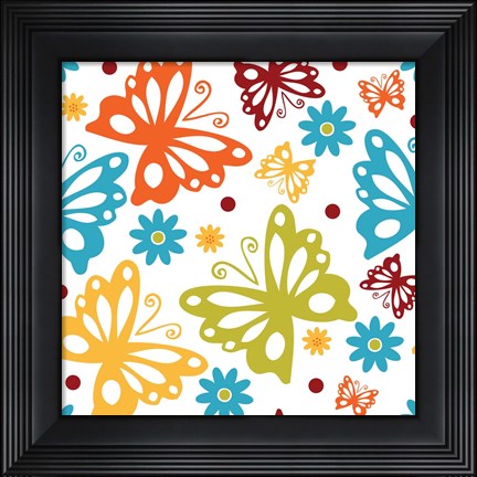Framed Butterflies and Blooms Playful II Print