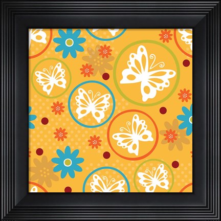 Framed Butterflies and Blooms Playful V Print