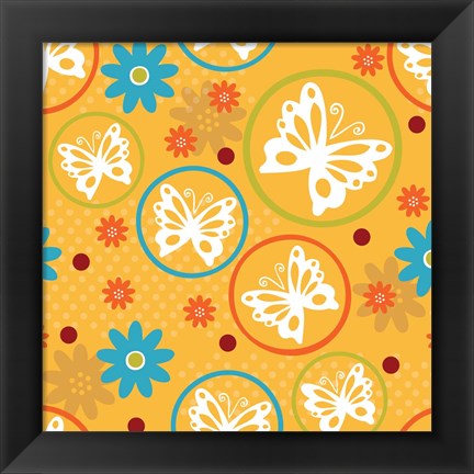 Framed Butterflies and Blooms Playful V Print