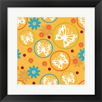 Framed Butterflies and Blooms Playful V Print