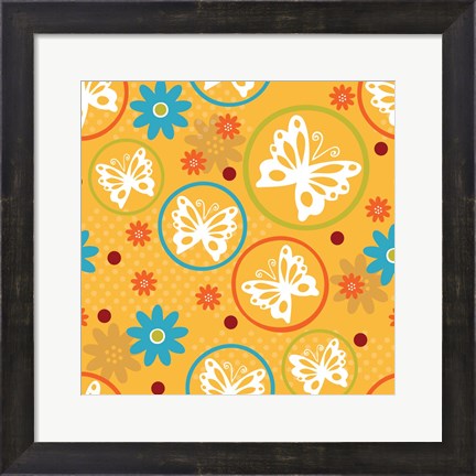 Framed Butterflies and Blooms Playful V Print