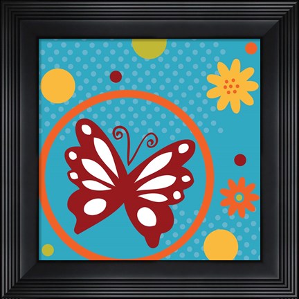 Framed Butterflies and Blooms Playful VII Print