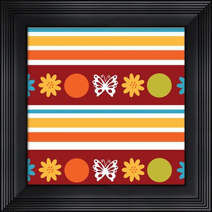 Framed Butterflies and Blooms Playful VIII Print