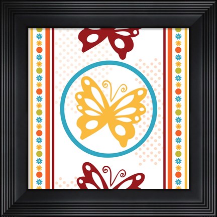 Framed Butterflies and Blooms Playful IX Print