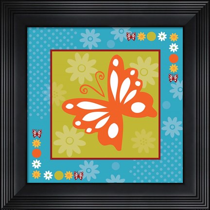 Framed Butterflies and Blooms Playful XII Print