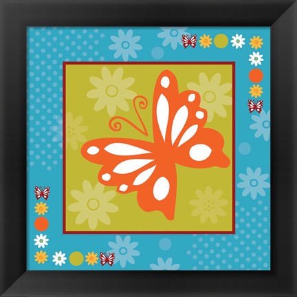 Framed Butterflies and Blooms Playful XII Print