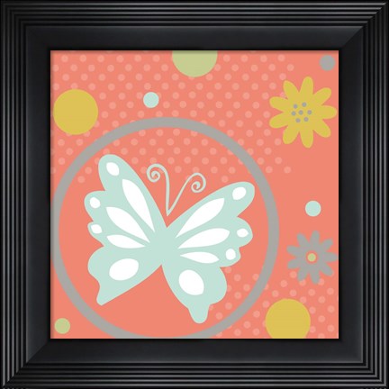 Framed Butterflies and Blooms Tranquil VII Print