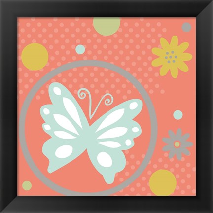 Framed Butterflies and Blooms Tranquil VII Print