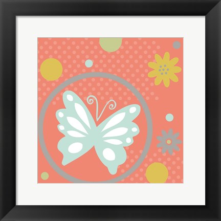 Framed Butterflies and Blooms Tranquil VII Print