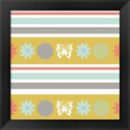 Framed Butterflies and Blooms Tranquil VIII Print