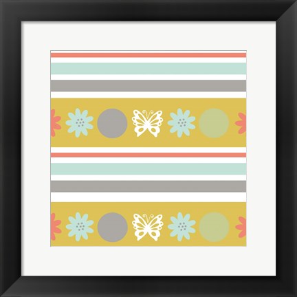 Framed Butterflies and Blooms Tranquil VIII Print