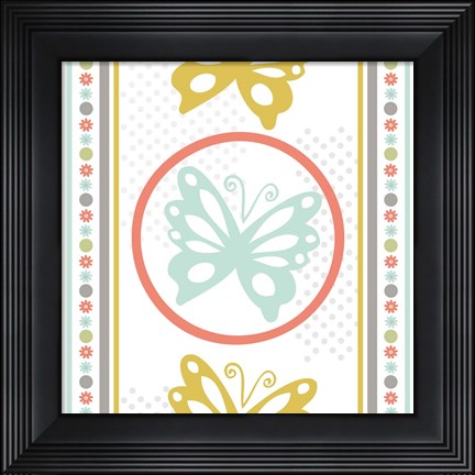 Framed Butterflies and Blooms Tranquil IX Print