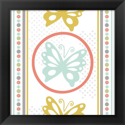 Framed Butterflies and Blooms Tranquil IX Print