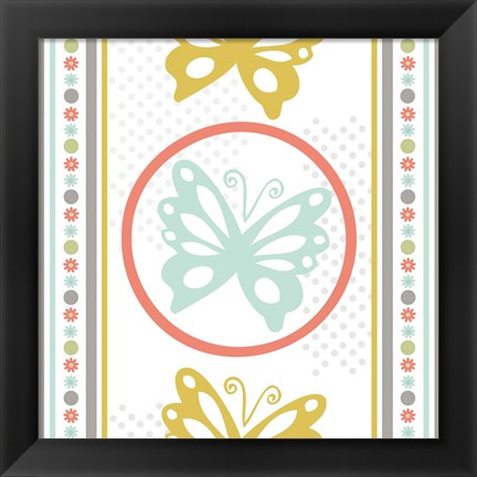 Framed Butterflies and Blooms Tranquil IX Print