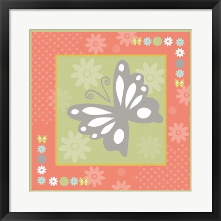 Framed Butterflies and Blooms Tranquil XII Print