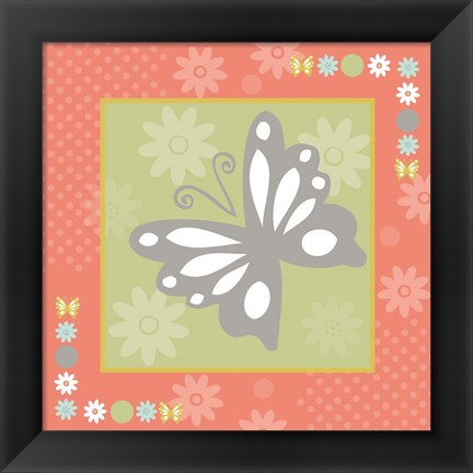 Framed Butterflies and Blooms Tranquil XII Print