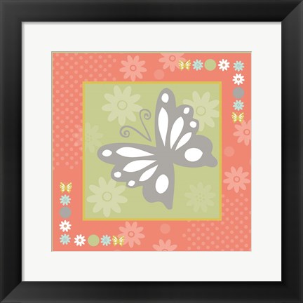 Framed Butterflies and Blooms Tranquil XII Print