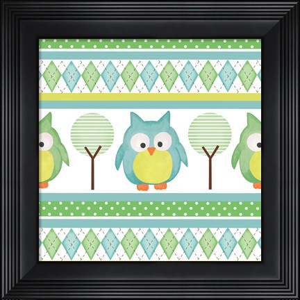 Framed Hoot Blue IV Print