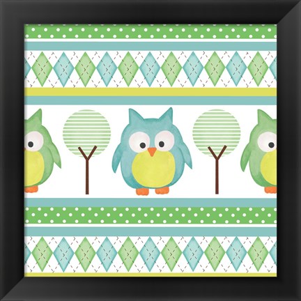 Framed Hoot Blue IV Print