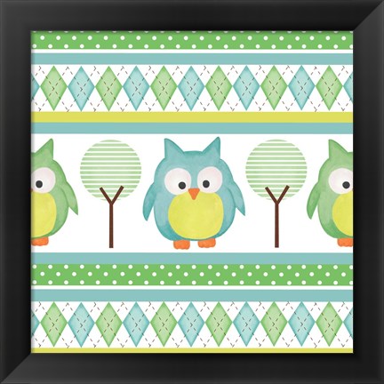 Framed Hoot Blue IV Print