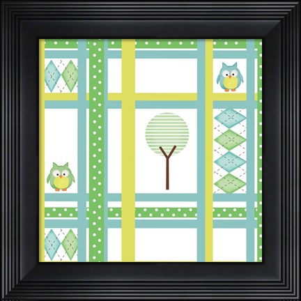 Framed Hoot Blue V Print