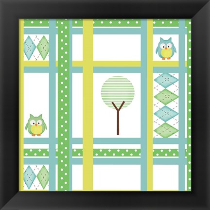 Framed Hoot Blue V Print