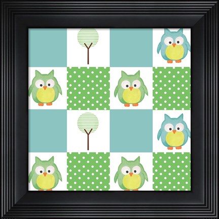 Framed Hoot Blue VII Print
