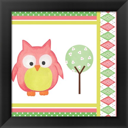 Framed Hoot Pink VI Print