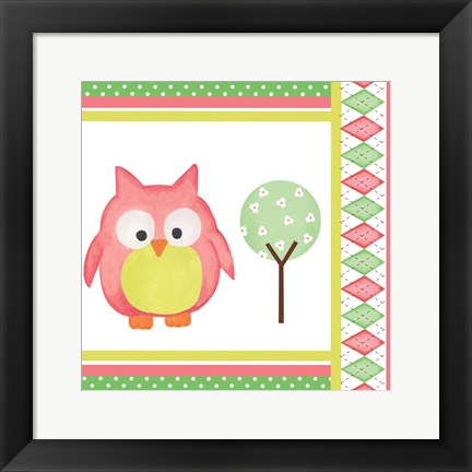 Framed Hoot Pink VI Print