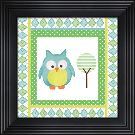 Framed Hoot Blue VIII Print