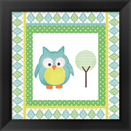 Framed Hoot Blue VIII Print