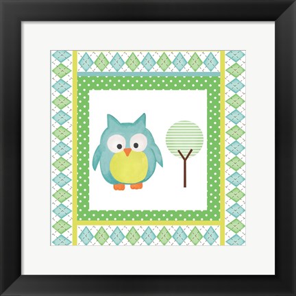 Framed Hoot Blue VIII Print