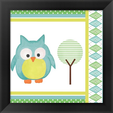 Framed Hoot Blue VI Print