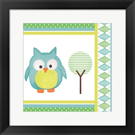 Framed Hoot Blue VI Print