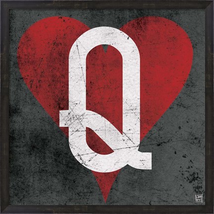Framed Queen of Hearts Gray Print