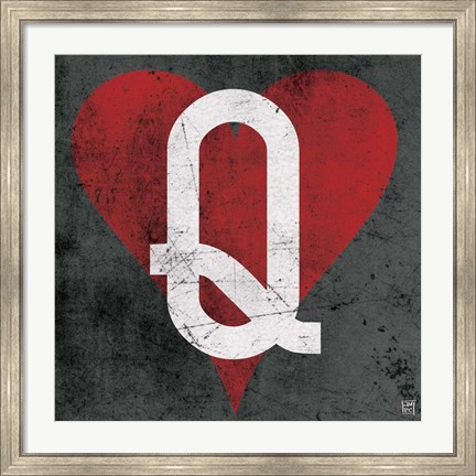 Framed Queen of Hearts Gray Print