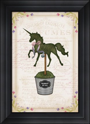 Framed Topiary Unicorn I Print
