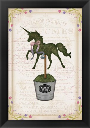 Framed Topiary Unicorn I Print