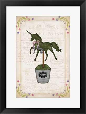 Framed Topiary Unicorn I Print