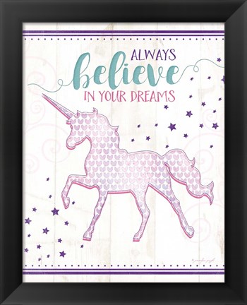 Framed Believe Unicorn Print