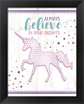 Framed Believe Unicorn Print