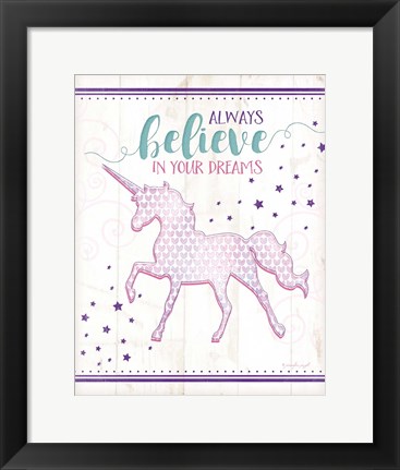 Framed Believe Unicorn Print