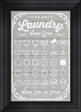 Framed Laundry Wash Guide Print